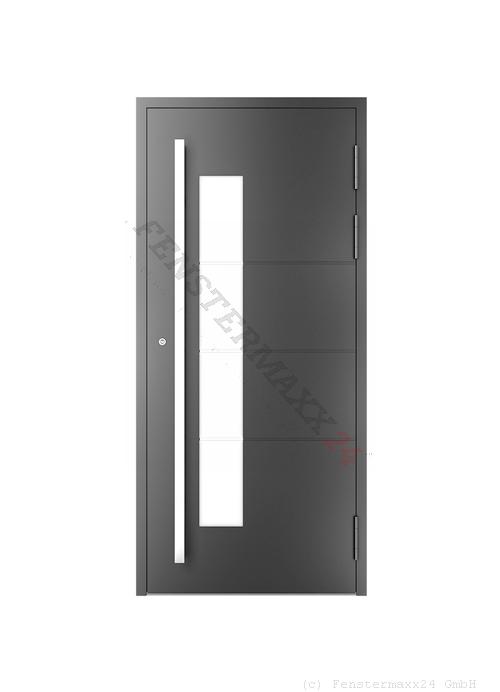 Drutex ALU Haustür 1080 x 2100 (Gesamt mit Zusätzen: B 1080 x H 2100) Innen: Anthrazitgrau, - RAL 7016 Matt Aussen: Anthrazitgrau, - RAL 7016 Matt