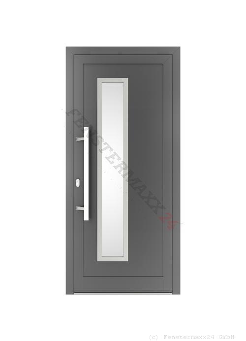 Drutex ALU Haustür 1100 x 2100 (Gesamt mit Zusätzen: B 1100 x H 2100) Innen: Verkehrsweiß - RAL 9016 Matt Aussen: Anthrazitgrau, - RAL 7016 Matt