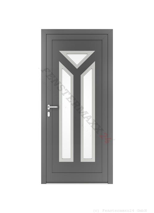 Drutex ALU Haustür 1100 x 2050 (Gesamt mit Zusätzen: B 1100 x H 2050) Innen: Verkehrsweiß - RAL 9016 Matt Aussen: Anthrazitgrau, - RAL 7016 Matt